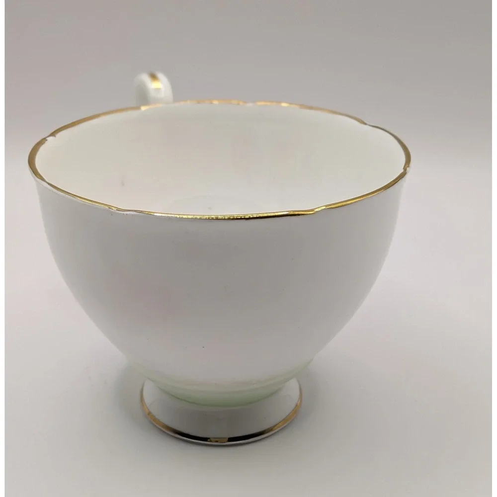 Royal Stafford England Tea‎ Cup And Saucer Mint Green White Floral Design